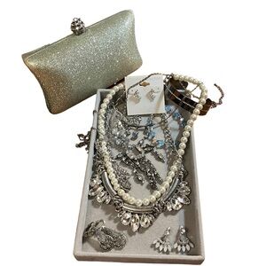 Y2K Sparkle Bundle - Moni Couture Hard Shell Clutch and 11 Pieces of Jewelry